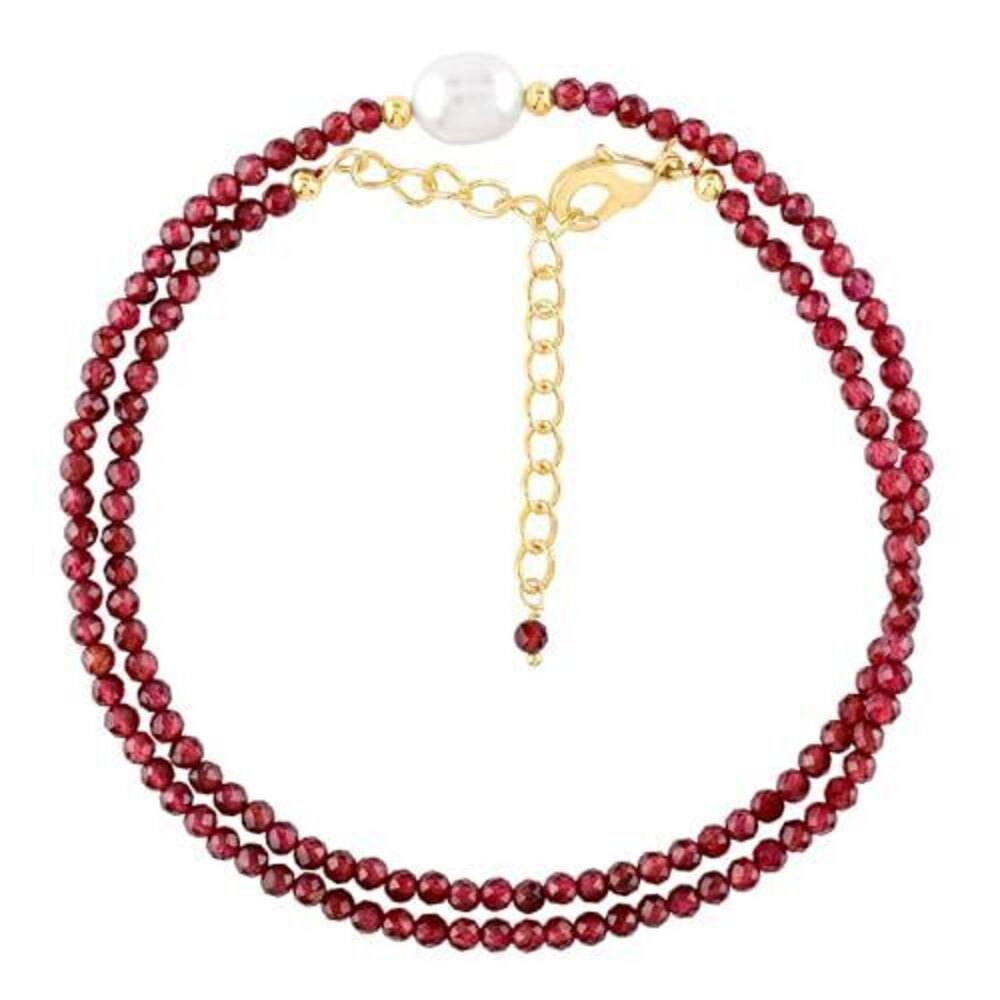 1663 Natural Red Garnet Gemstone Gold Necklace January Birthstone